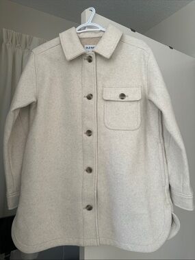 Old Navy Neutral Cream Button-Front Utility Jacket
